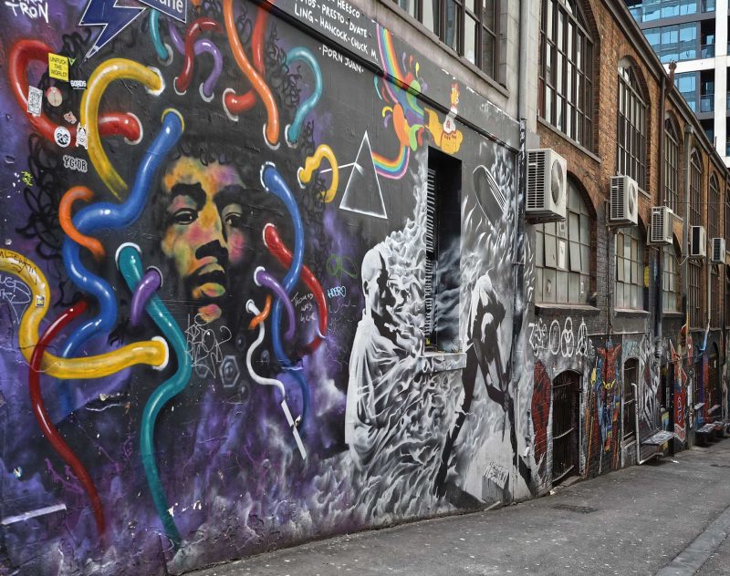 Melbourne street art city AC DC