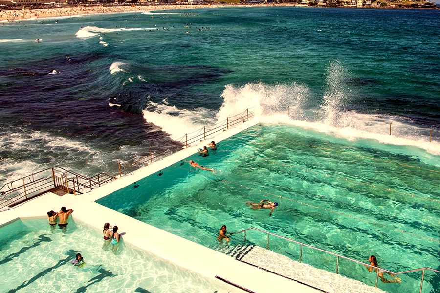 Bondi beach iconic salt water baths, Australia