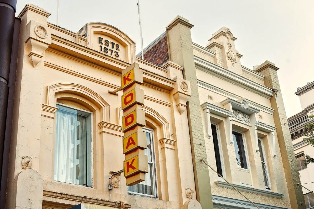 Old Kodak sign on the exterior of a building, Launceston, Tasmania
