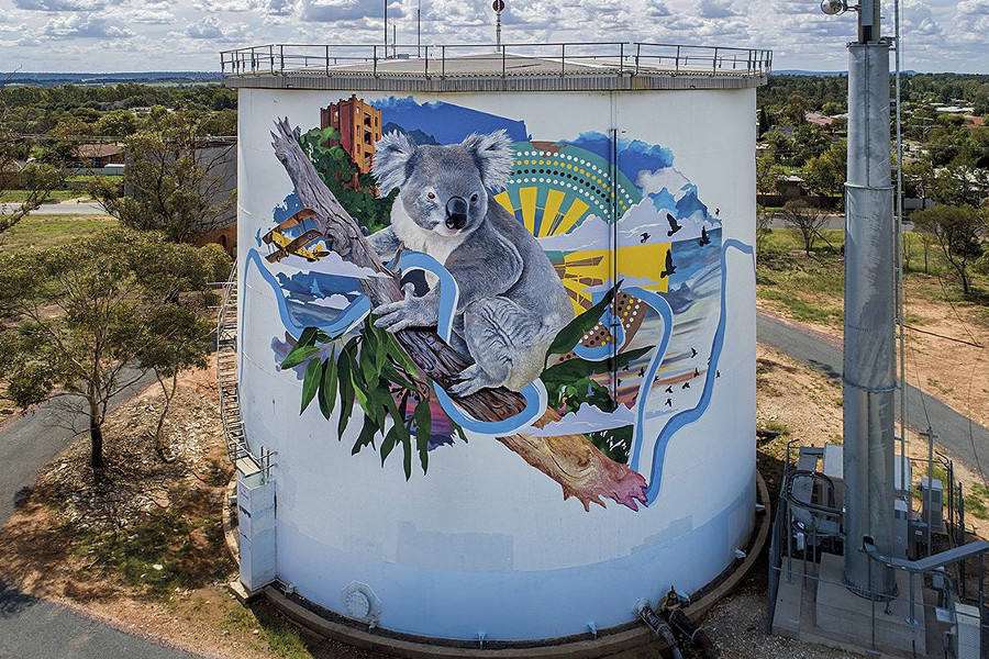 Water Tower Art, Narrandera, Australia @Philatelic Pursuits