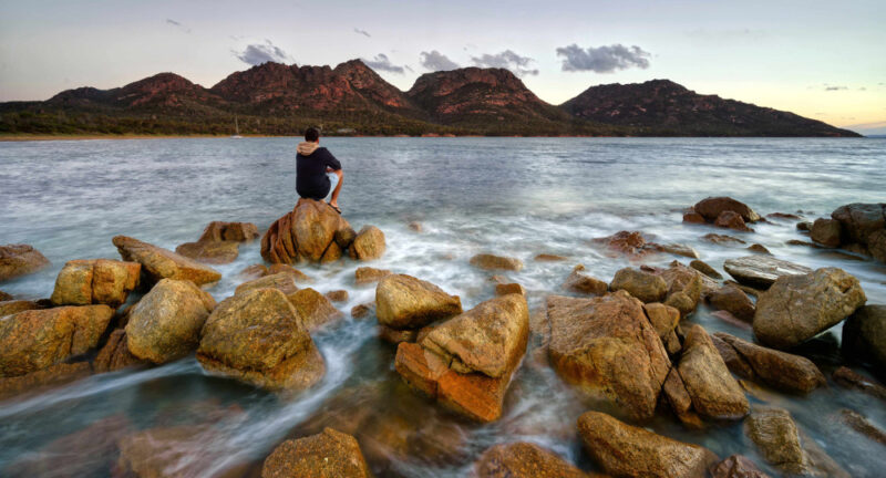 Plenty of places for people photo moments Freycinet National Park, Australia