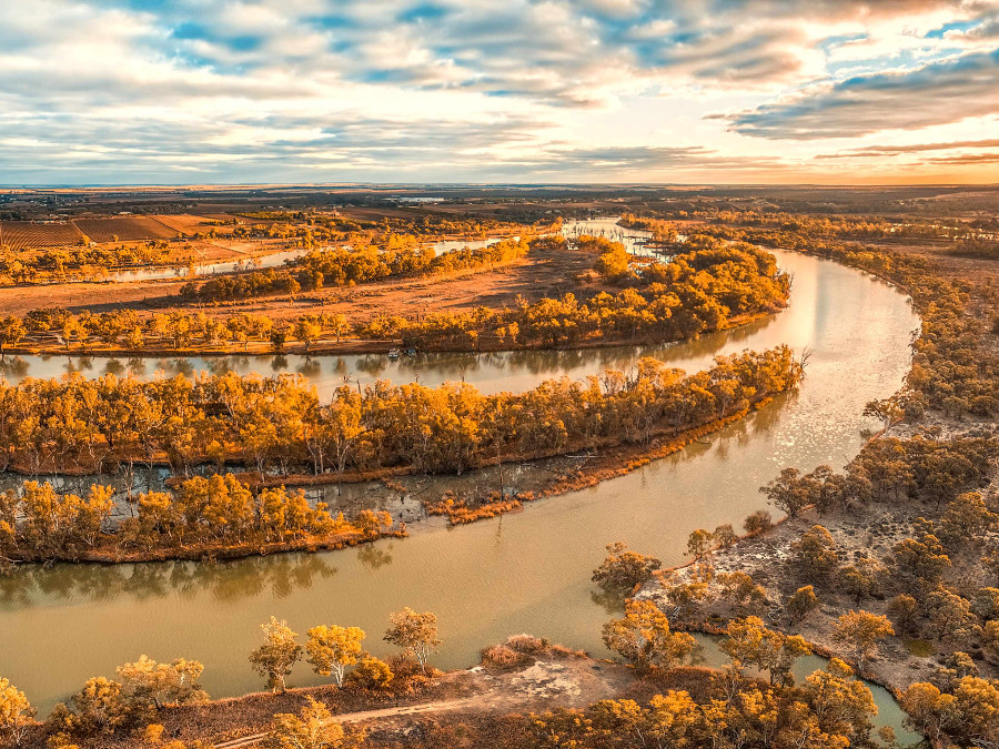 The Murray River South Australia wending its way to the sea, Australia