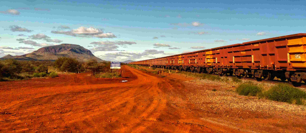 Mining train in Western Australia near the town of Tom Price, Australia