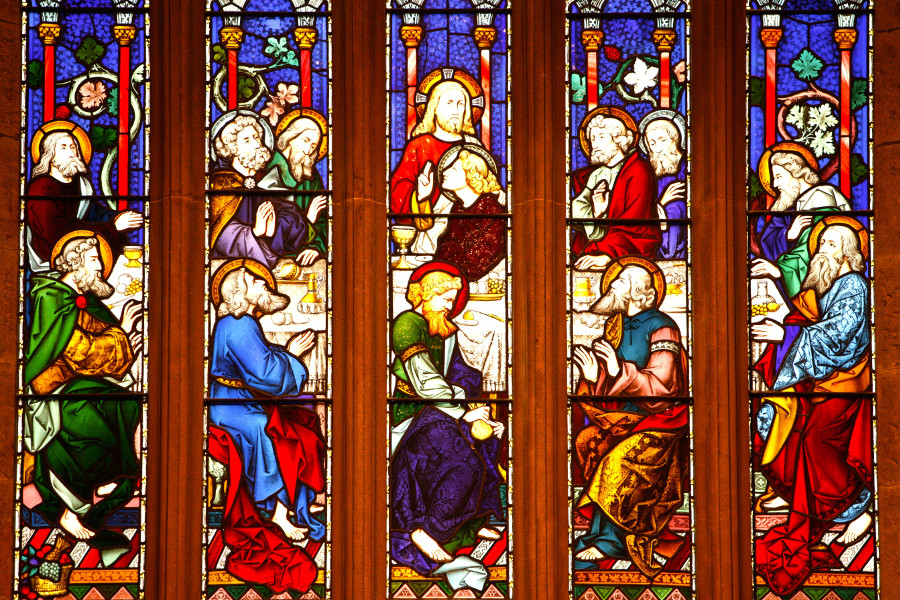 Last Supper stained glass window in St. Andrew's cathedral, Sydney, New South Wales, Australia