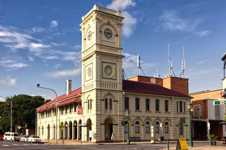 Maryborough Post Office with clock tower, Queensland. Also a tourist information centre, Queensland, Australia